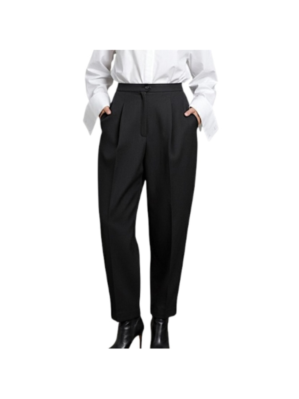 Vintage Canadian made black wool blend minimalist pleated baggy trousers 8